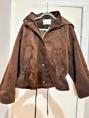 Rebecca Minkoff Hooded Jacket in Brown Size Large